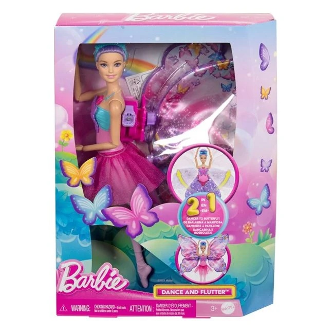 Papusa Barbie balerina cu transformare in fluture, varsta 3+ ani, 23x7x32.5cm, roz - 2 | YEO