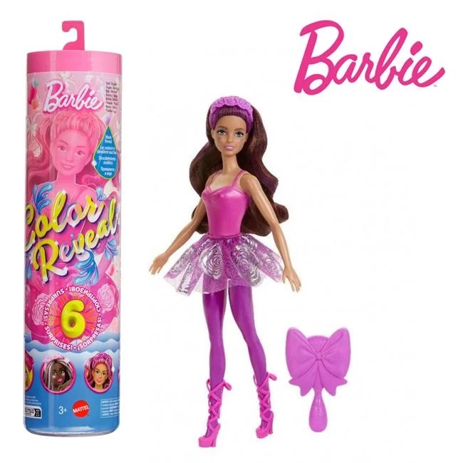 Papusa Barbie Color Reveal Balerine, varsta 3+ ani, dimensiune 8x32cm, roz
