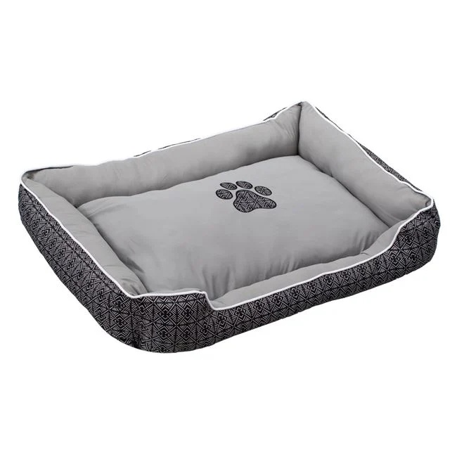 Pat pentru caini, dreptunghiular, model labuta, dimensiuni 110x80x25cm, gri - 1 | YEO