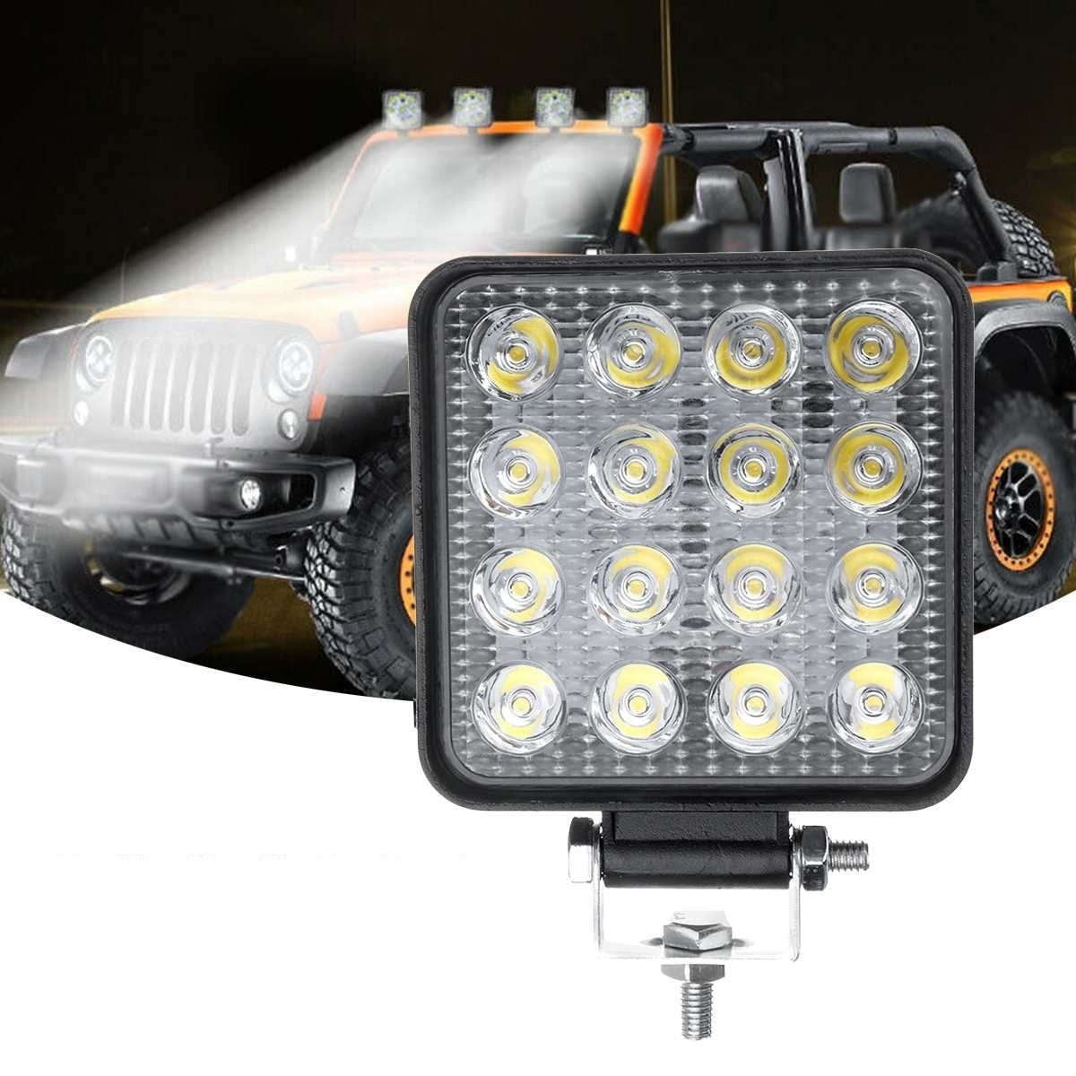 Proiector LED auto, putere 48W, 12V-24V, IP 67, 6500K, 1800Lm, lumina alba rece, negru - 1 | YEO