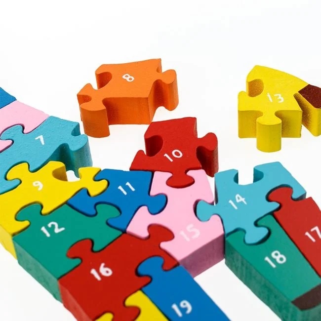 Puzzle din Lemn cu Cifre Colorate, model Girafă, 3ani+, 11x28 cm - 1 | YEO