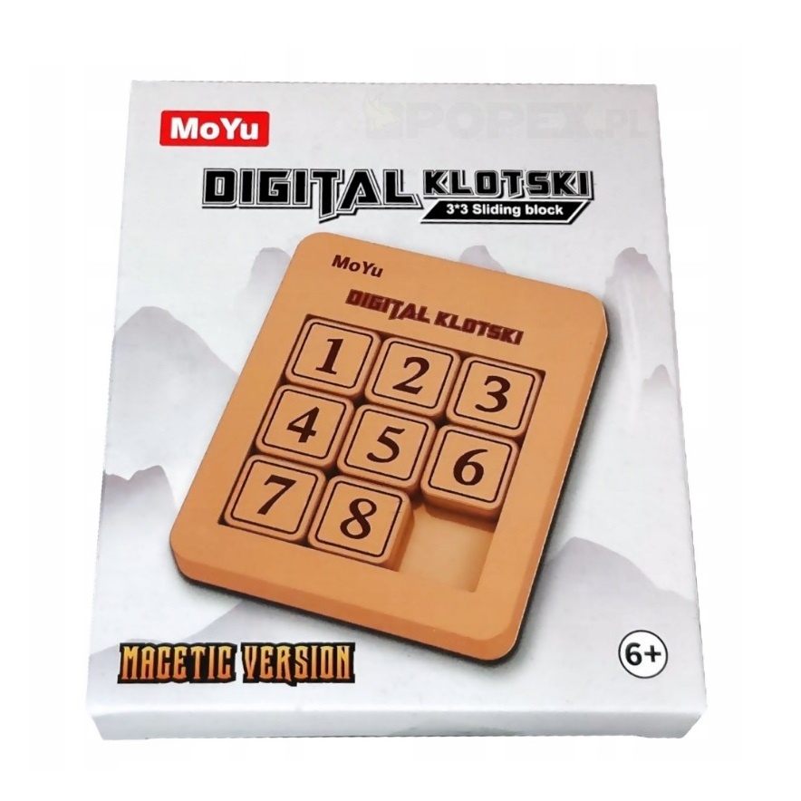 Puzzle glisant magnetic 3 x 3, cu 8 numere, tip tetris puzzle, pentru copii 6 ani+, plastic, 12.2x14.7x2.2 cm, bej - 2 | YEO
