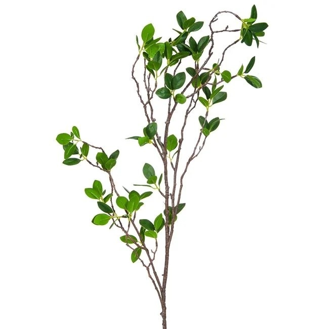 Ramura decorativa din frunze verzi artificiale, 108 cm, verde