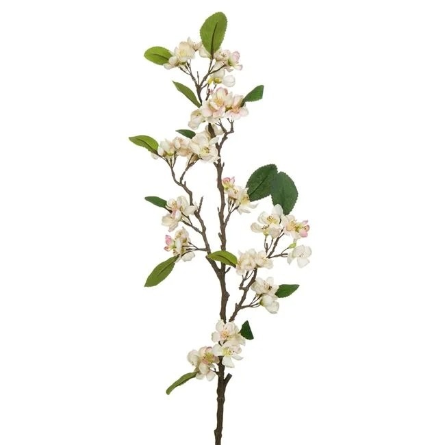 Ramura florala artificiala cu tulpina inalta, cu flori de Migdal, 98 cm, crem