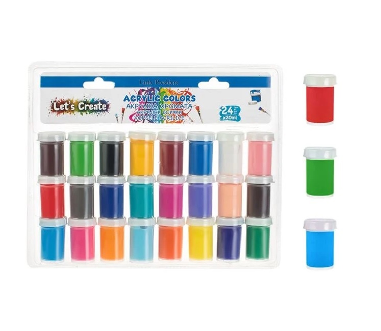 Set 24 Culori Acrilice Solubile în Apă