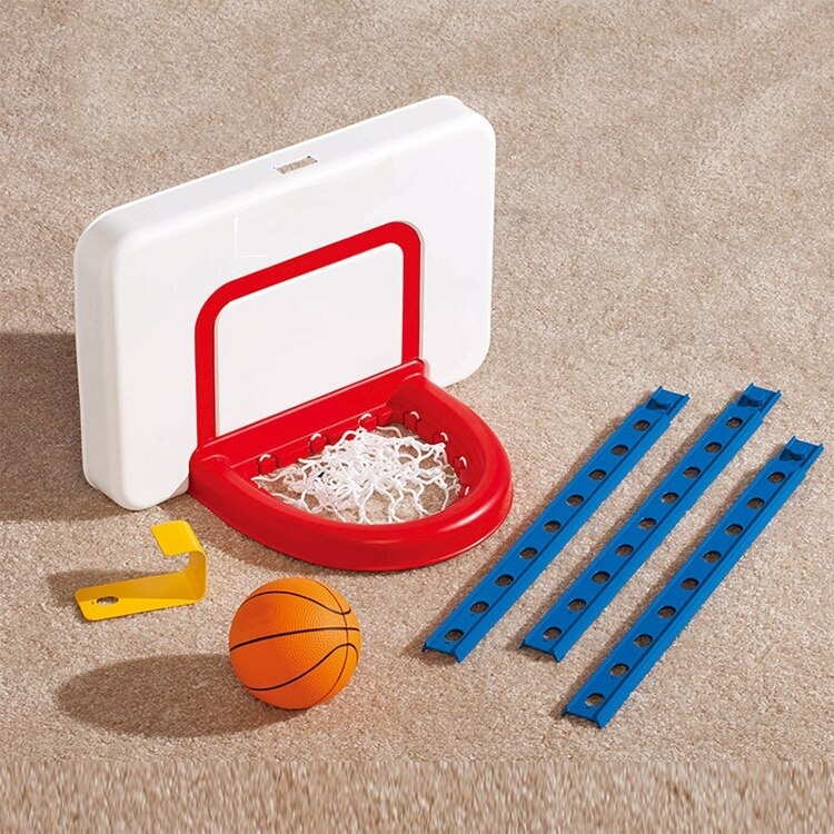 Set complet baschet, pentru copii 3 ani+, reglabil in inaltime, pentru montat pe usa, plastic, alb-rosu - 3 | YEO