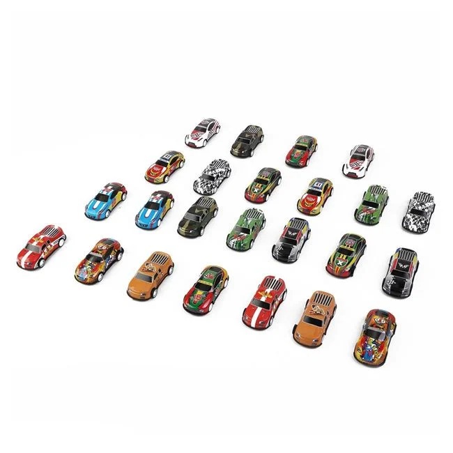 Set cu 24 masinute pull back, include figurine in forma de oameni, copaci si locuri de parcare, 68x4x68cm, multicolor - 1 | YEO