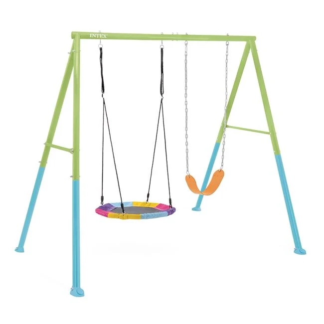 Set leagan dublu cu leagan cuib si leagan pentru copii, 2.54x2.35x2m, multicolor - 2 | YEO