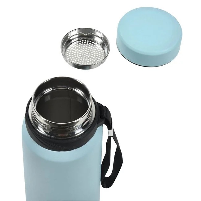 Sticla izoterma din inox inoxidabil cu filtru, capacitate 800ml, albastru - 1 | YEO