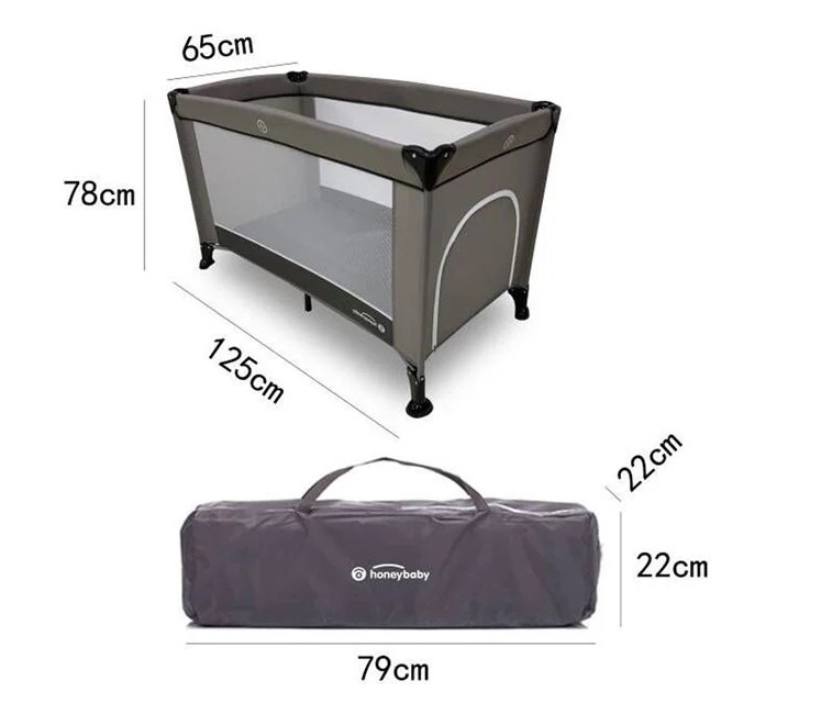 Tarc Patut cu Fereastra pentru Copii, 0+ani, material lavabil, 120x65x78cm, gri - 2 | YEO