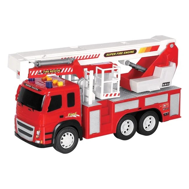 Vehicul de pompieri cu scara, cu sunet si lumini, macara extensibila, 38x12.5x23cm, rosu - 1 | YEO