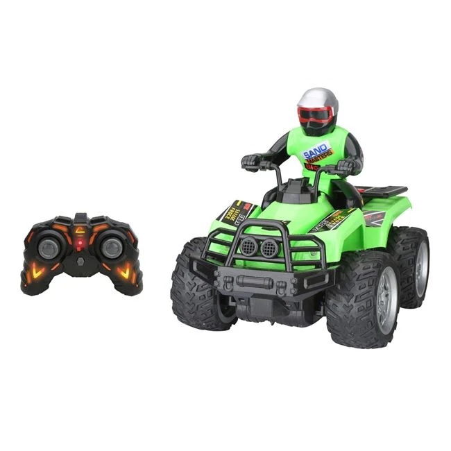 ATV cu telecomanda si conducator, cu sunet si lumina, 31x19x23cm, verde-negru