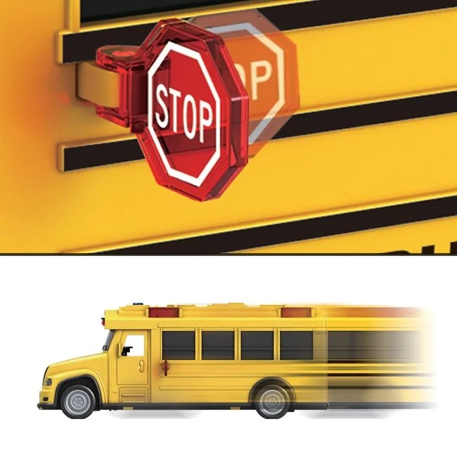 Autobuz de scoala, cu lumina si sunet, cu semn de STOP, 33x12.5x17cm, galben - 1 | YEO