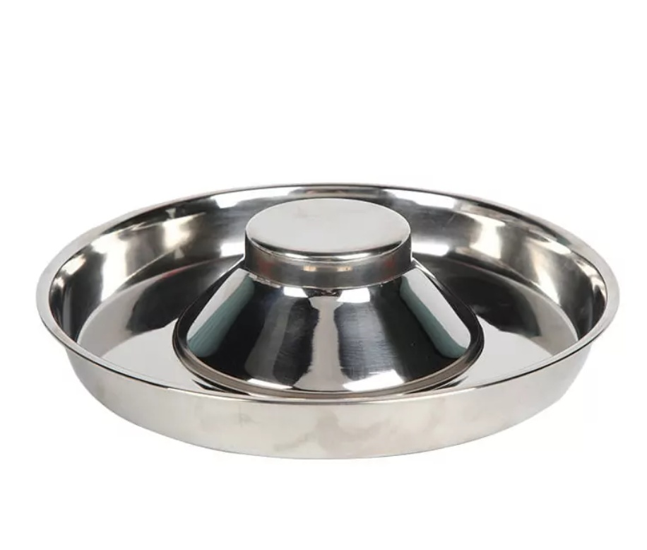 Bol circular pentru Caini si Pisici din Metal, Ideal pentru Apa, Hrana Uscata sau Umeda, Diametru 26cm