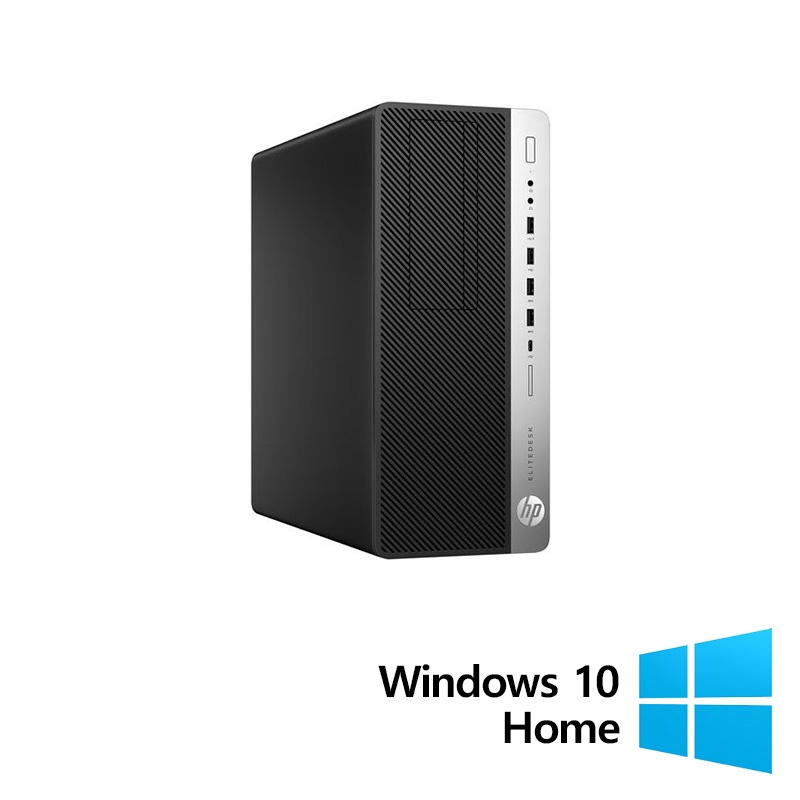 Calculator Refurbished HP EliteDesk 800 G3 Tower Intel Core i3-6100 3.70GHz 8GB DDR4 256GB SSD DVD-ROM + Windows 10 Home