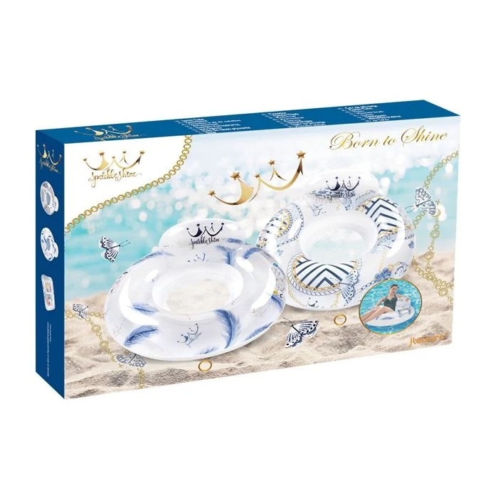 Colac Gonflabil cu Spatar, Bestway, Model cu Fluturi, Ø0.93x0.40m, alb-albastru - 1 | YEO