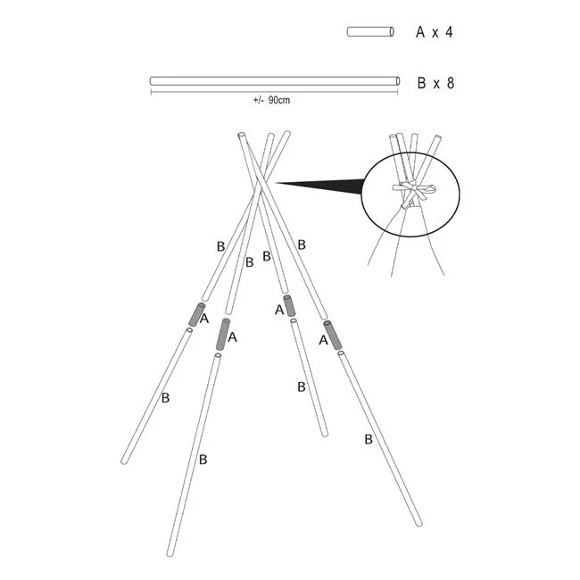 Cort de camera pentru copii, tip indian, dimensiuni 120x120x150cm, alb-gri - 3 | YEO