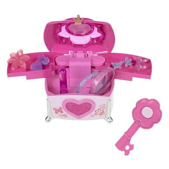 Cutie de bijuterii magica cu accesorii si bijuterii incluse, cu lumini si muzica, din plastic, 23x23x18cm, roz - 3 | YEO