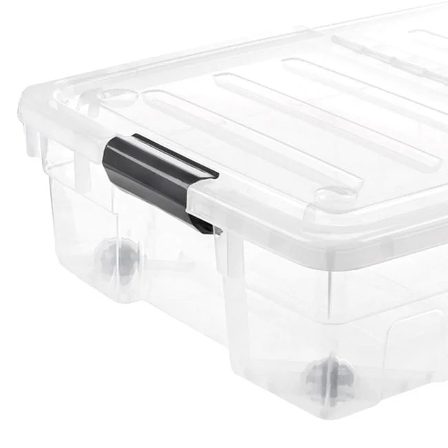 Cutie de depozitare, din plastic, cu capac, capacitate 32L, transparent - 3 | YEO