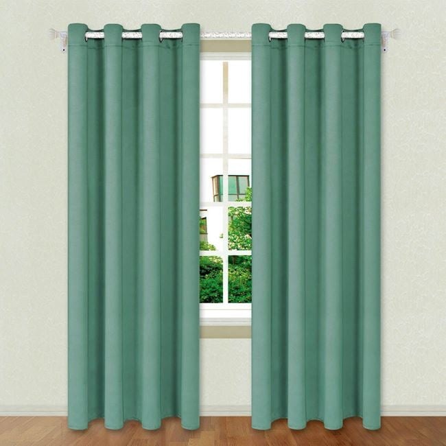 Draperie decorativa, tip blackout - nu lasa lumina sa treaca, cu inele, 140x260 cm , verde - 1 | YEO