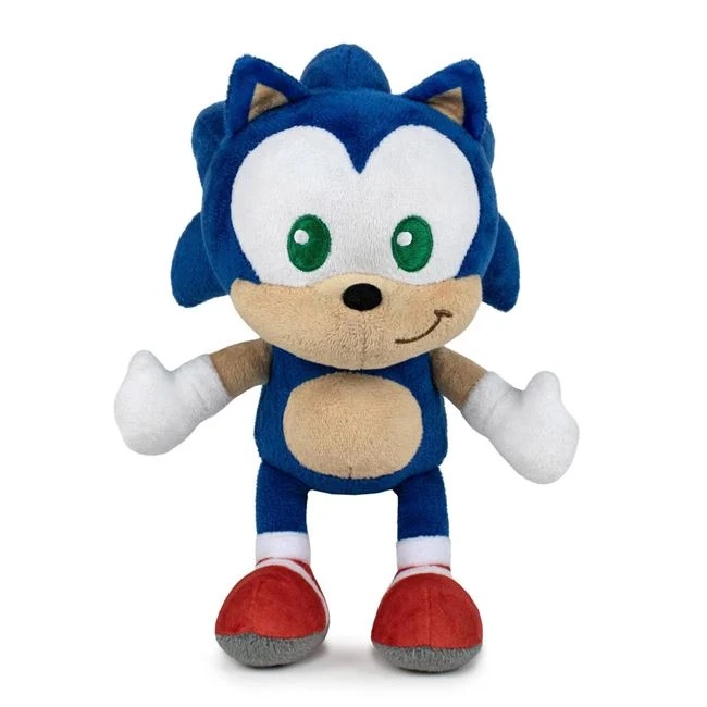 Figurina de plus model Sonic, dimensiune 22cm, albastru-rosu
