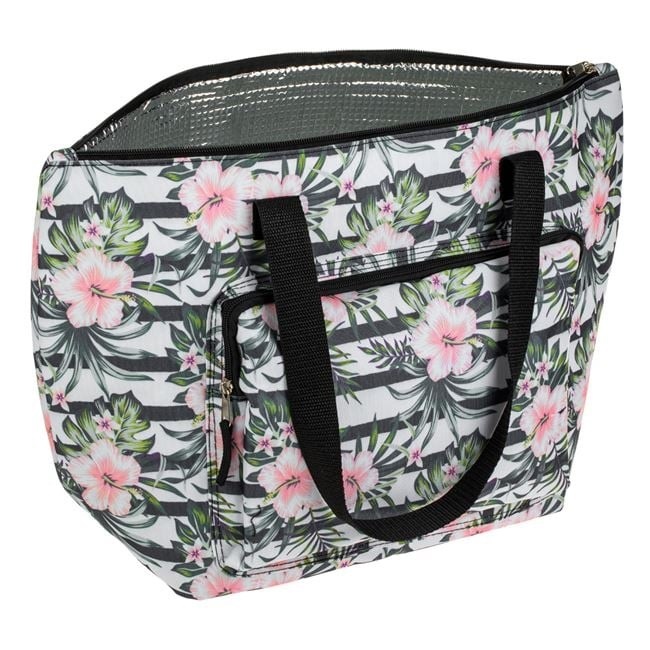 Geanta Izotermica pentru alimente, 15L, 49x18x32cm, Bej cu Dungi Flori