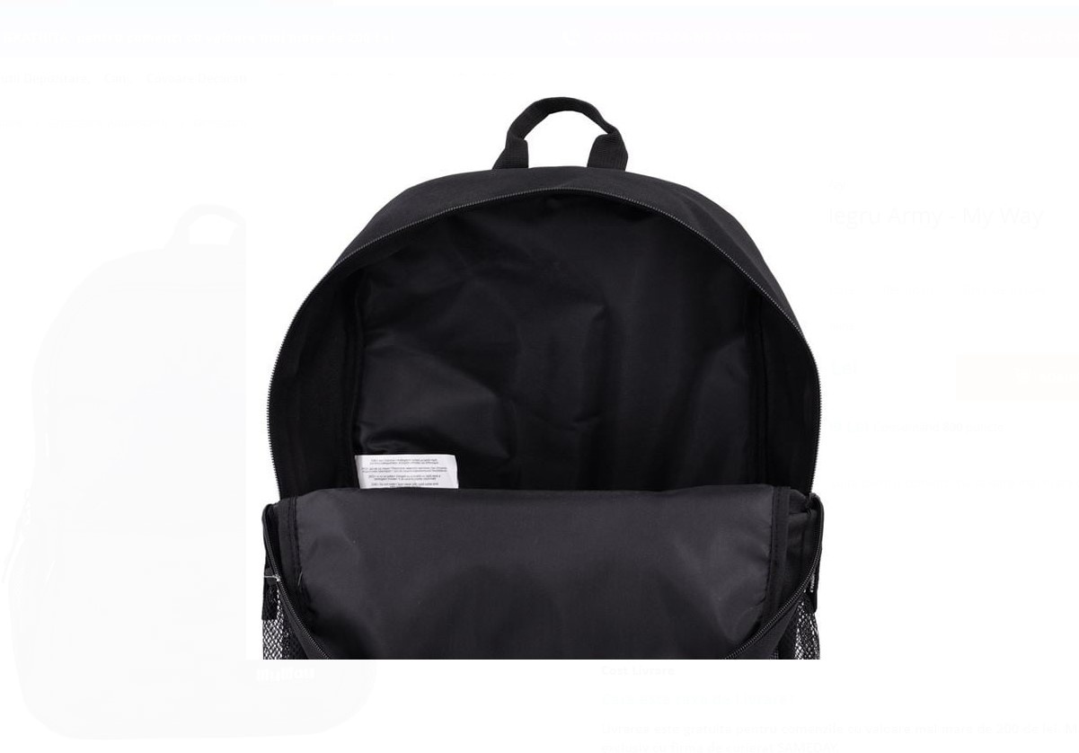Ghiozdan scolar camuflaj – My Way, Dimensiune 33x13x46 cm, Negru - 3 | YEO
