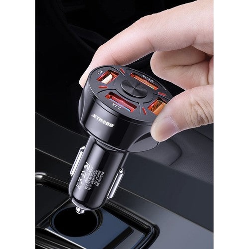 Incarcator auto cu 4 porturi USB, Cablu multifunctional Micro USB, Lightning, USB Type-C - 1 | YEO