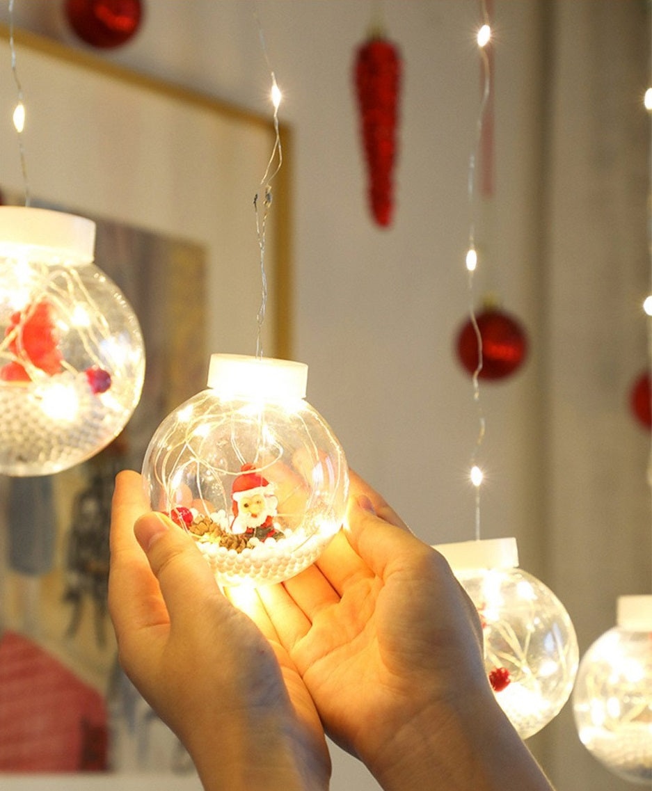 Instalatie LED Tip Perdea cu 10 Globuri Figurine Mos Craciun, 3 m, Lumina Alba Calda/Rece - 3 | YEO