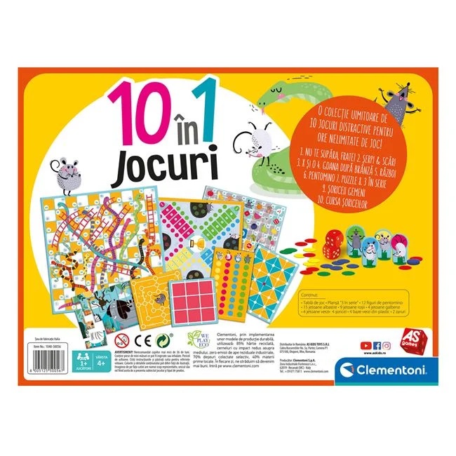 Joc de societate „10 in 1 jocuri”, clasice si educative, varsta 4+ ani, 5x37x28.1cm, multicolor - 1 | YEO
