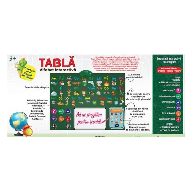 Joc educativ „Tabla cu Alfabet romanesc”, functioneaza cu baterii, varsta 3+ ani, multicolor - 1 | YEO