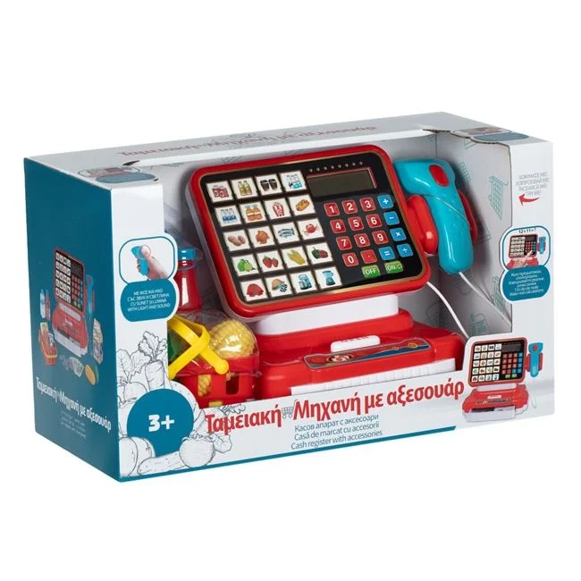 Jucarie casa de marcat supermarket cu scanner, cu accesorii incluse, 35x16x20.5cm, multicolor