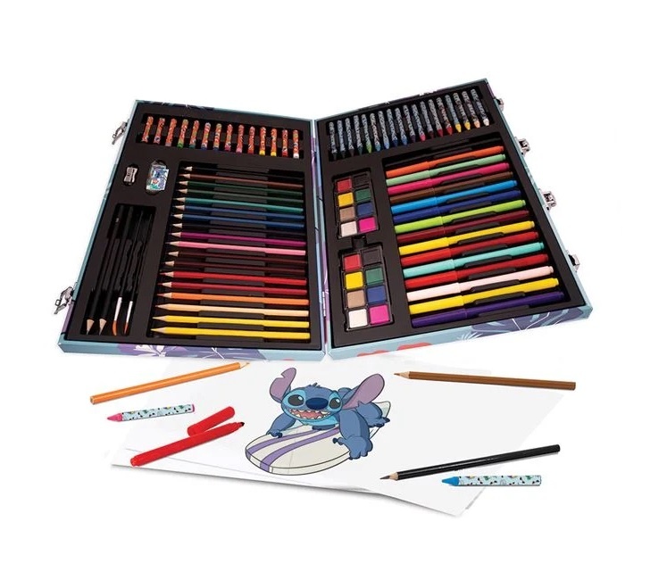 Kit de Colorat Deluxe, model Disney Stitch, 100 de Accesorii, 3ani+, 40x5x28 cm - 1 | YEO
