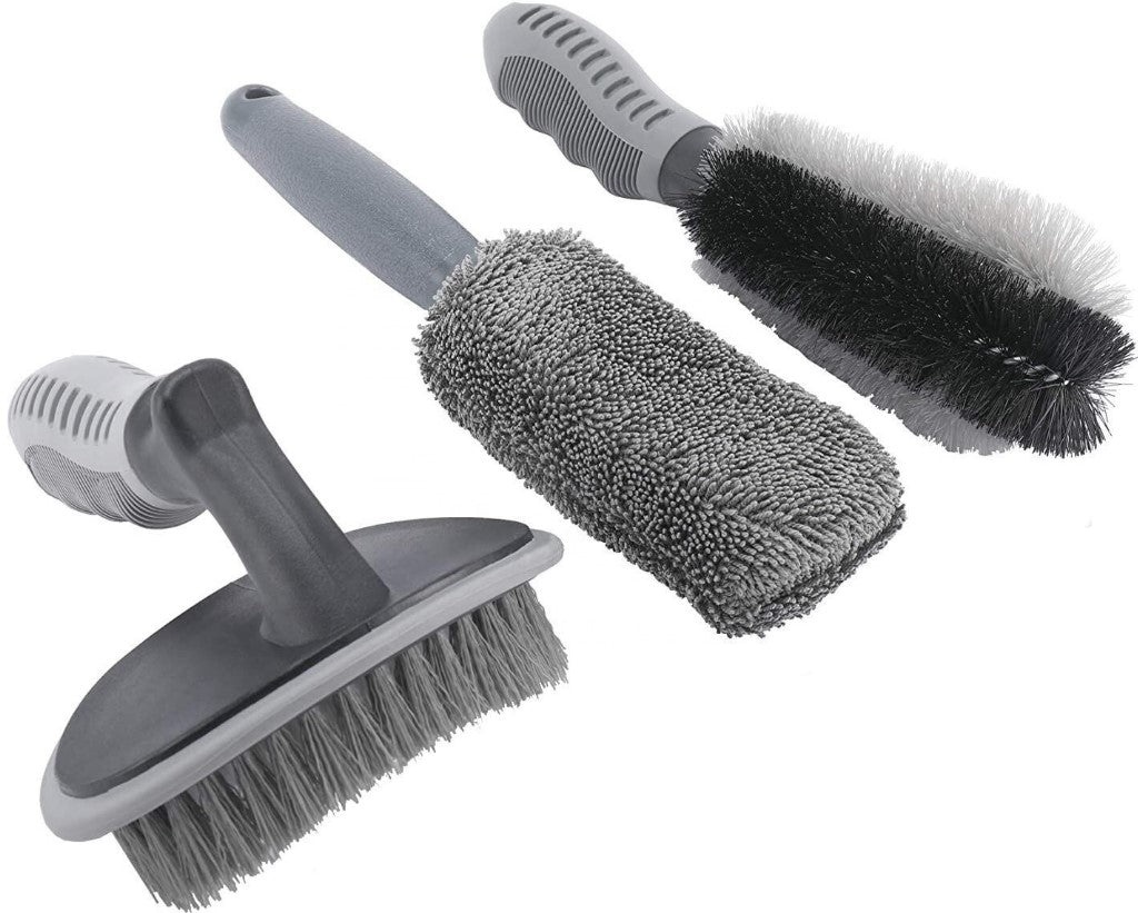 Kit spalare auto-moto cu 12 piese, perii, manusa, burete si lavete, galben-gri - 1 | YEO