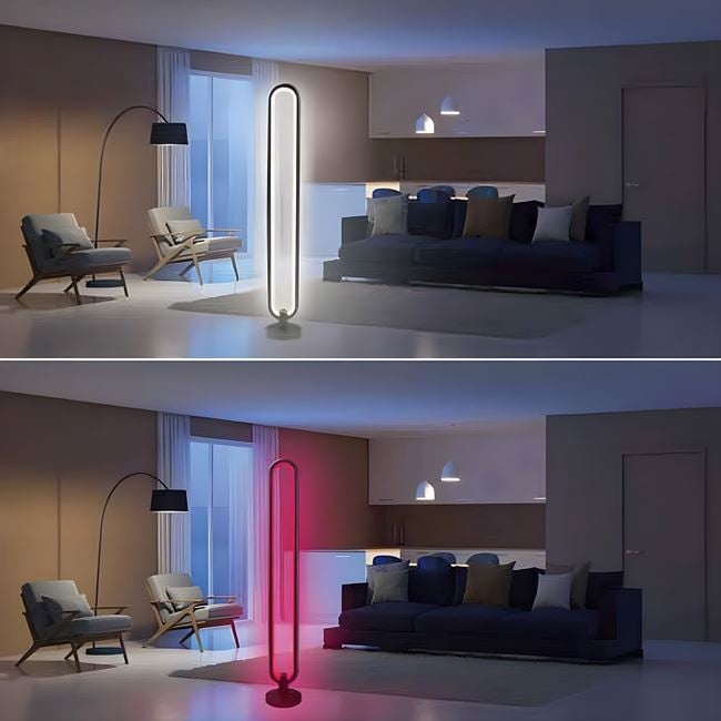 Lampa decorativa LOOP, cu Led RGB & White de culoare neagra cu baza si cablu de alimentare, 13x104.5 cm, multicolor - 2 | YEO