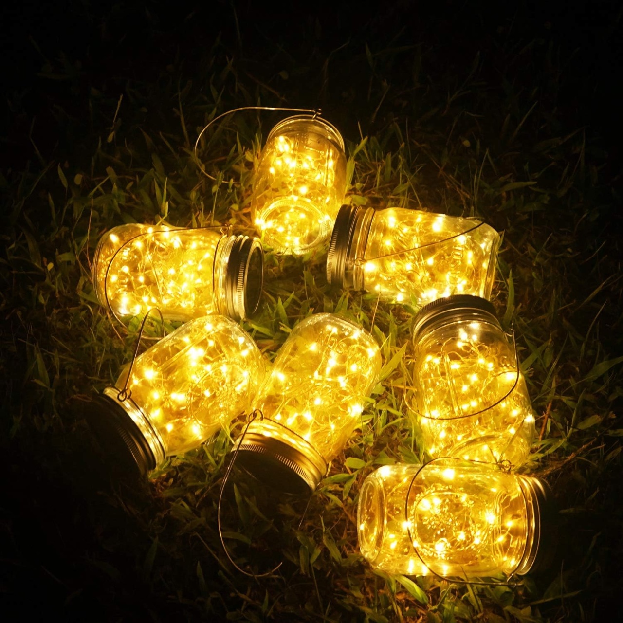 Lampa solara decorativa tip borcan, din sticla, cu 20 de micro LED-uri, lumina alba calda - 3 | YEO