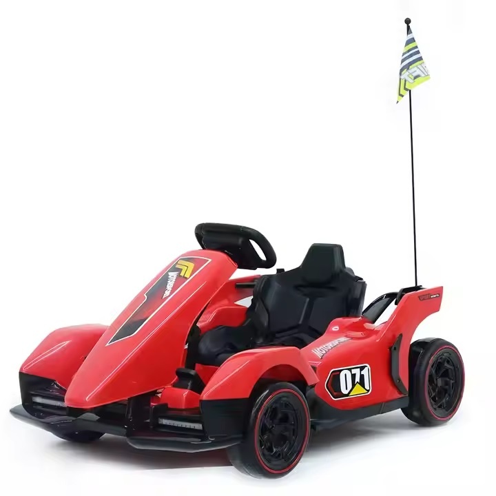 Masina de drift electrica, pentru copii 3 ani+, cu telecomanda, 8 km/h, lumini, 122x71x62 cm, gri/rosu - 1 | YEO