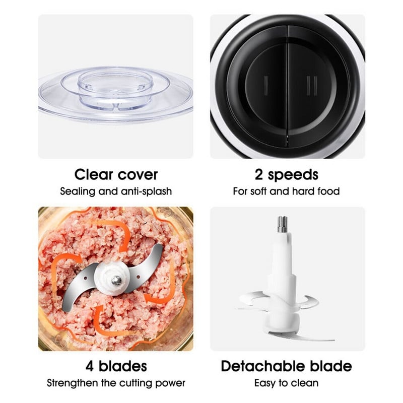 Masina de tocat electrica pentru carne si legume, Putere 850W 2L sau 1200W 3L, cu 2 viteze, din otel inoxidabil, Argintiu - 2 | YEO