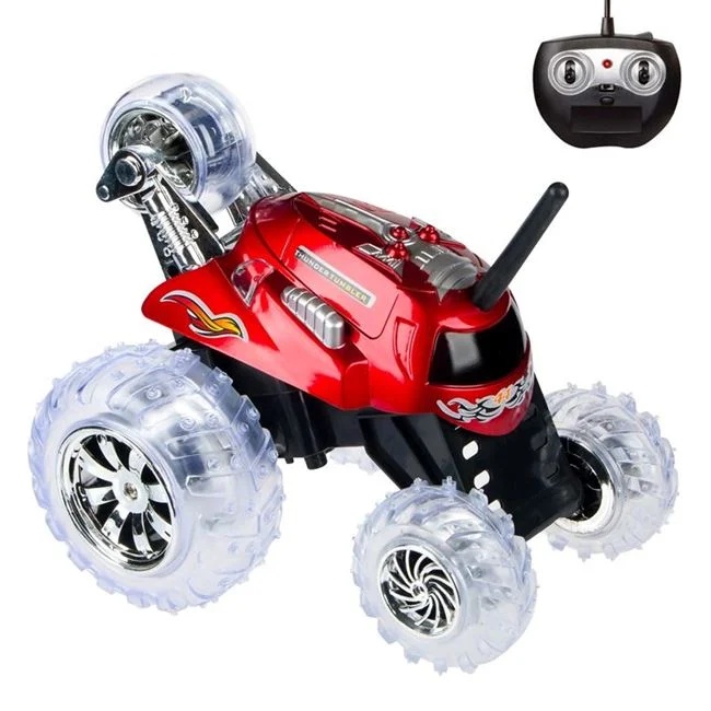 Masina monster spinner, cu telecomanda si lumini, functii complete si rotire la 360grade, 23.5x18.5x19cm, negru-rosu - 2 | YEO