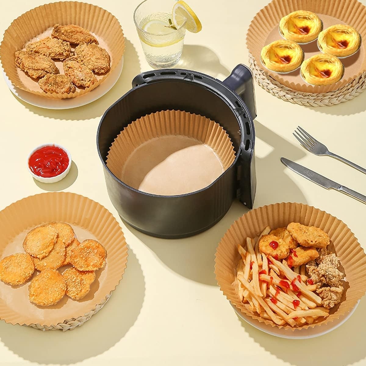 Pachet cu 50 buc. de hartie de copt pentru air fryer, cuptor sau tigaie, rezistenta la apa si ulei - 1 | YEO