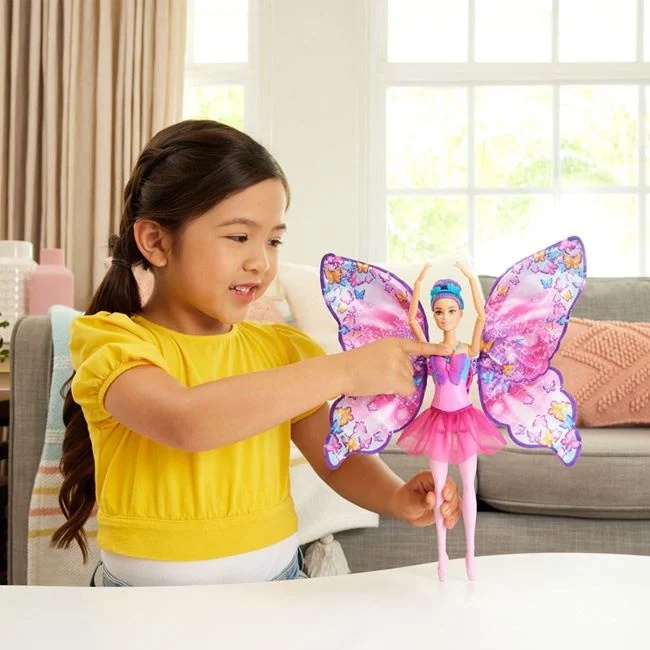 Papusa Barbie balerina cu transformare in fluture, varsta 3+ ani, 23x7x32.5cm, roz - 3 | YEO