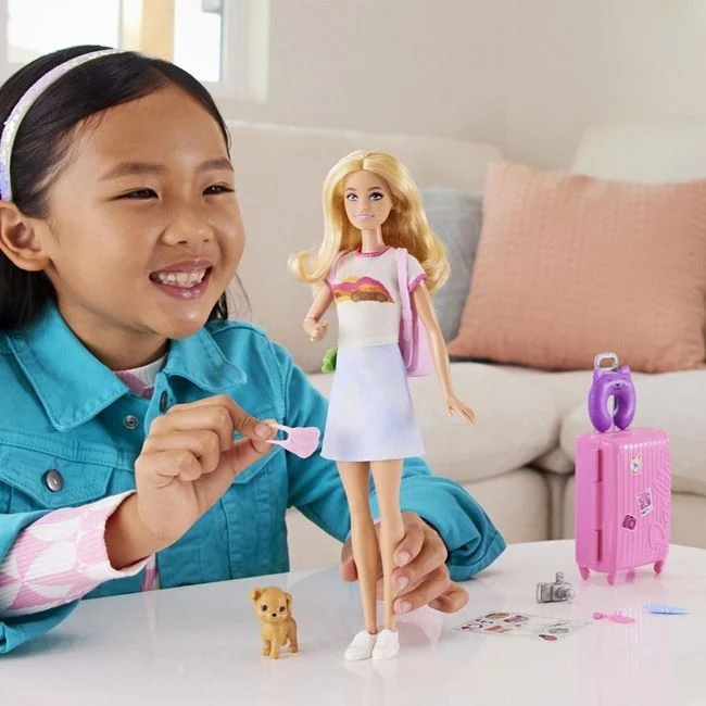 Papusa Barbie gata de calatorie cu 10 accesorii incluse, varsta 3+ ani, 21.5x5.5x32.5cm, roz - 3 | YEO