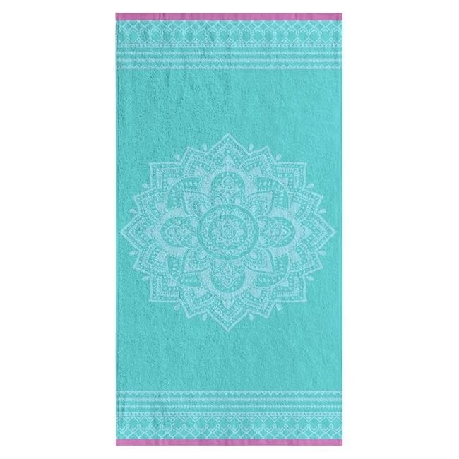 Prosop pentru Plaja, din Bumbac, Model Mandala 75x150cm, Turcoaz