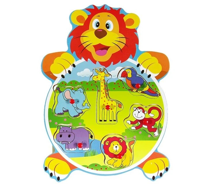 Puzzle cu Animale, 6 piese, din lemn, 27x20 cm - 1 | YEO