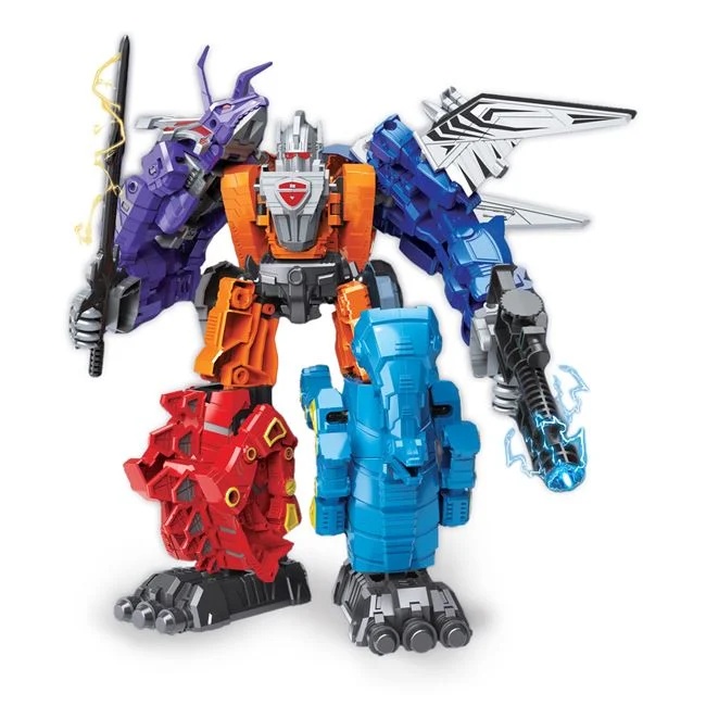 Set 5in1 dinozauri Transformer, se transforma in 5 specii diferite, 52.5x12x41cm, multicolor