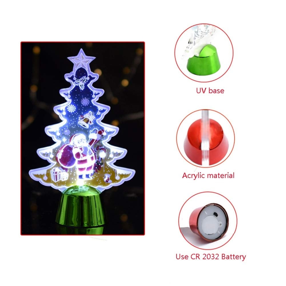 Set de 3 Mini Figurine Decorative Luminoase pentru Craciun, in Forma de Bradut, 14x9cm, Lumina Calda - 3 | YEO