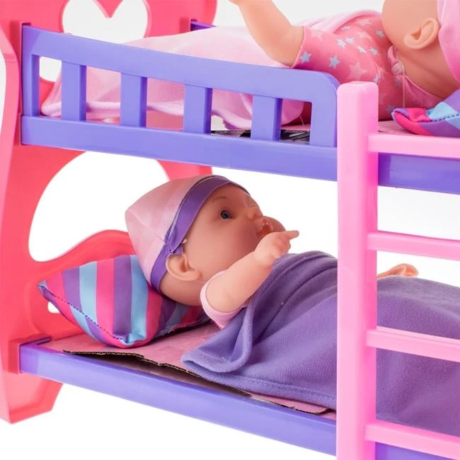 Set de joaca cu pat supraetajat si 2 papusi bebelus, include accesorii, varsta 2+ ani, 56x25x41cm, multicolor - 3 | YEO
