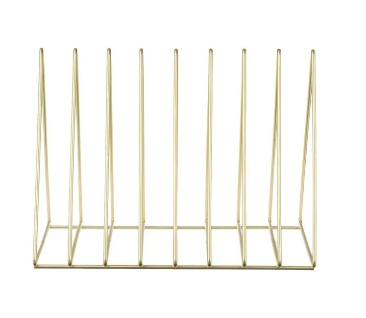 Suport Metalic Auriu pentru Carti, cu 8 Compartimente, 27x17.5x20cm, auriu - 1 | YEO