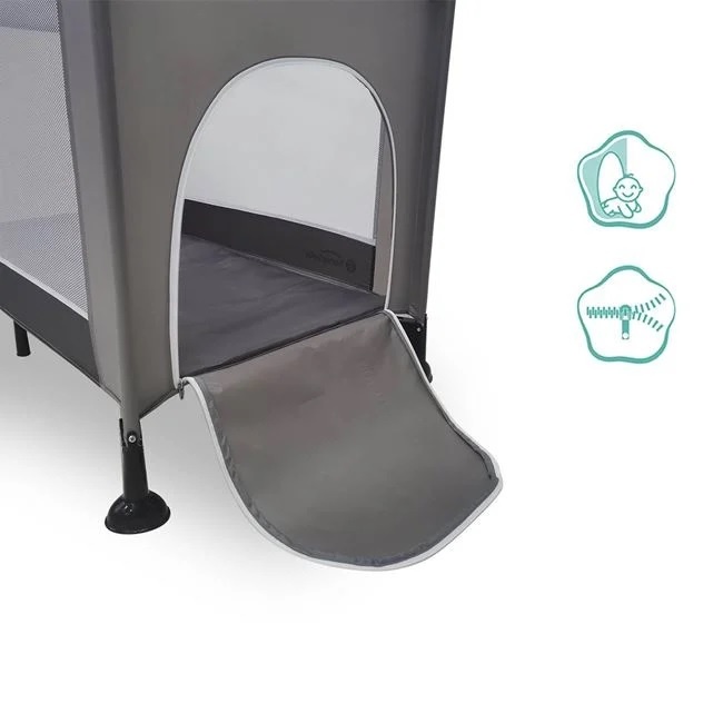Tarc Patut cu Fereastra pentru Copii, 0+ani, material lavabil, 120x65x78cm, gri - 3 | YEO