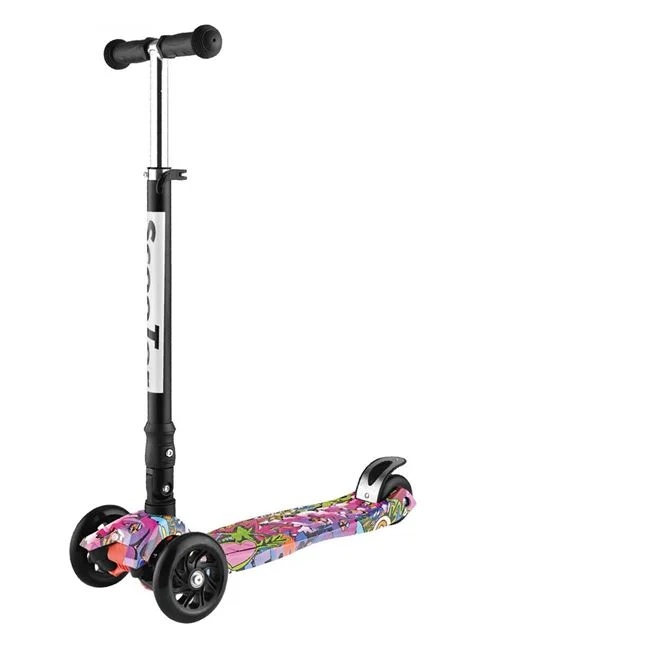 Trotineta din aluminiu Lean&Steer, varsta 3-12 ani, greutate maxima 50kg, 60x14x27cm, multicolor